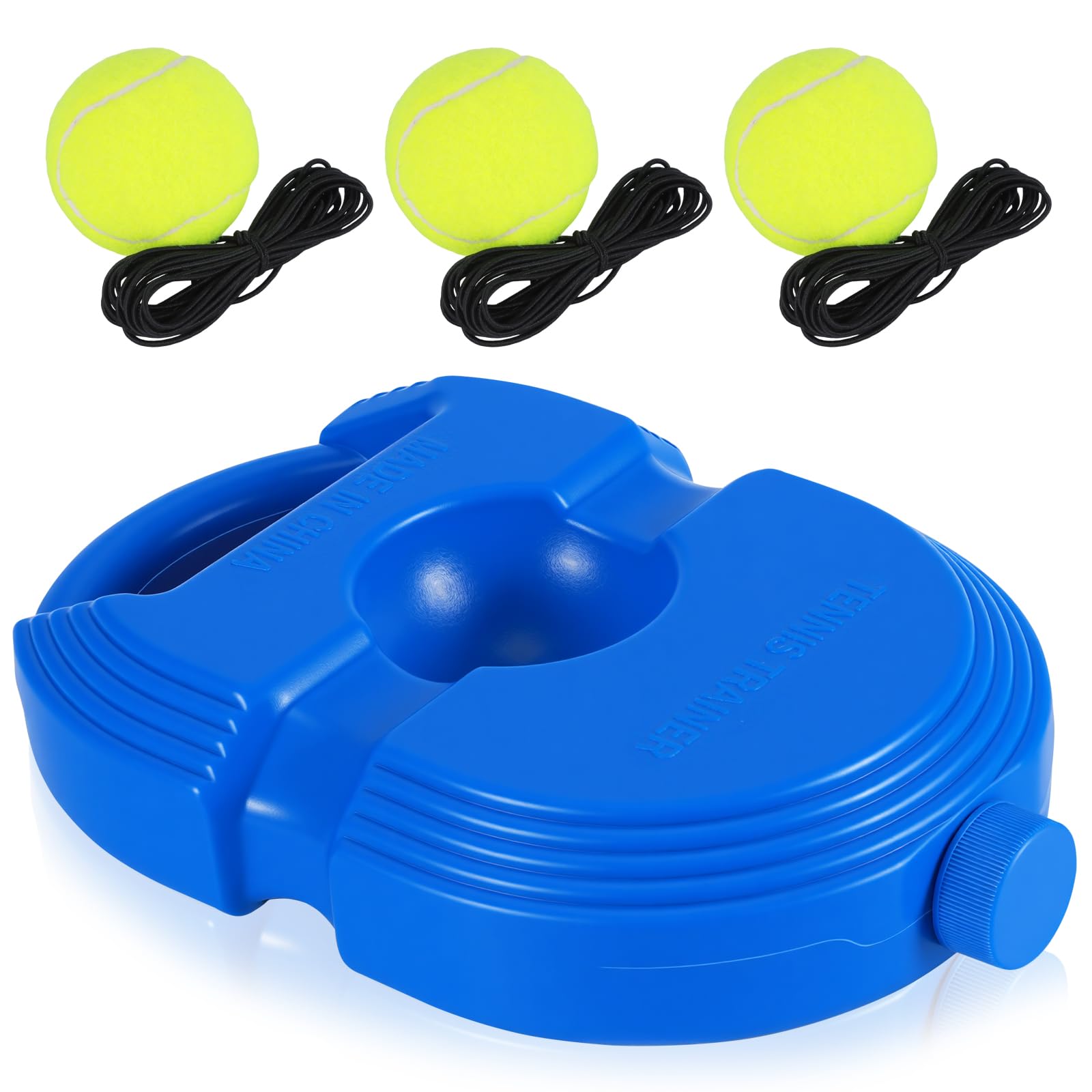 Tennis Trainer Rebound Ball, Ball Shooter Tennis Ball Launcher with 3 String Balls and Base, Self Tennis-Trainer Set with Tennis Ball for Solo Tennis Training Equipment for Adult Kids Beginners