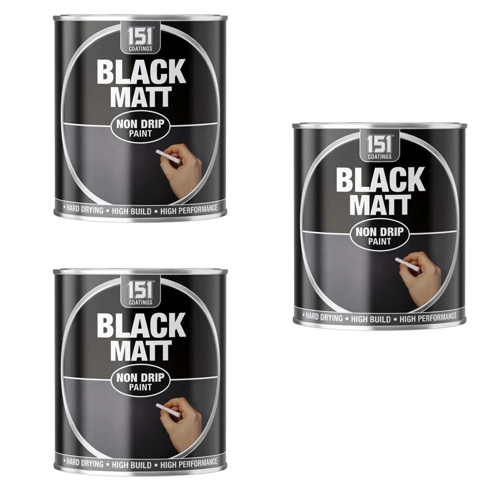 YSAMAX Matt Black Non-Drip Paint 300 ML Tin, Fast Drying Formula, Long-Lasting Protection Against Wear, Weather, And Moisture, Both Interior And Exterior, (3PCS)