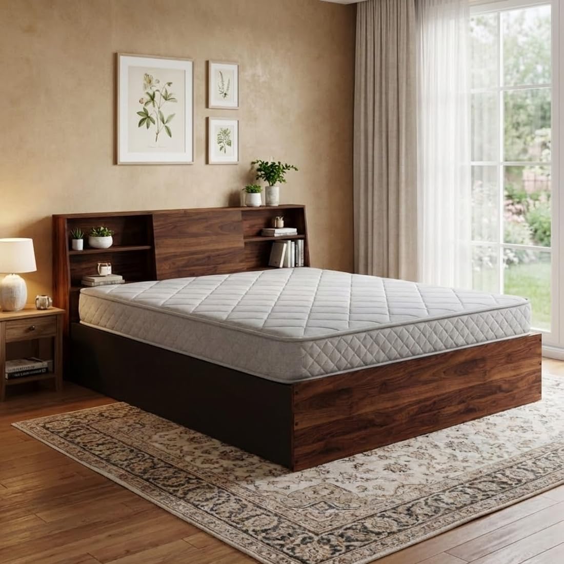 CASASTYLE Alexor Engineered Wood Queen Size Bed with Headboard Storage & Box Storage - Sturdy Strong Bed for Bedrooms, Hotels-image-45