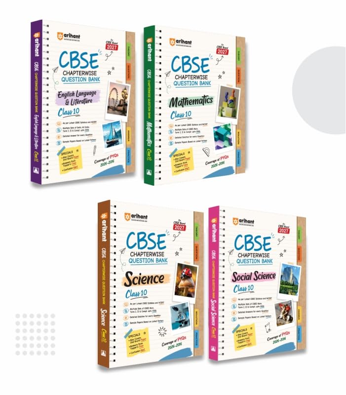 Image of Arihant CBSE Question Bank Class 10 Combo for Board Exam 2027 | Mathematics, Science, Social Science,English Language & Literature | Chapterwise PYQs ... Theory, Detailed Solutions, & Sample Papers