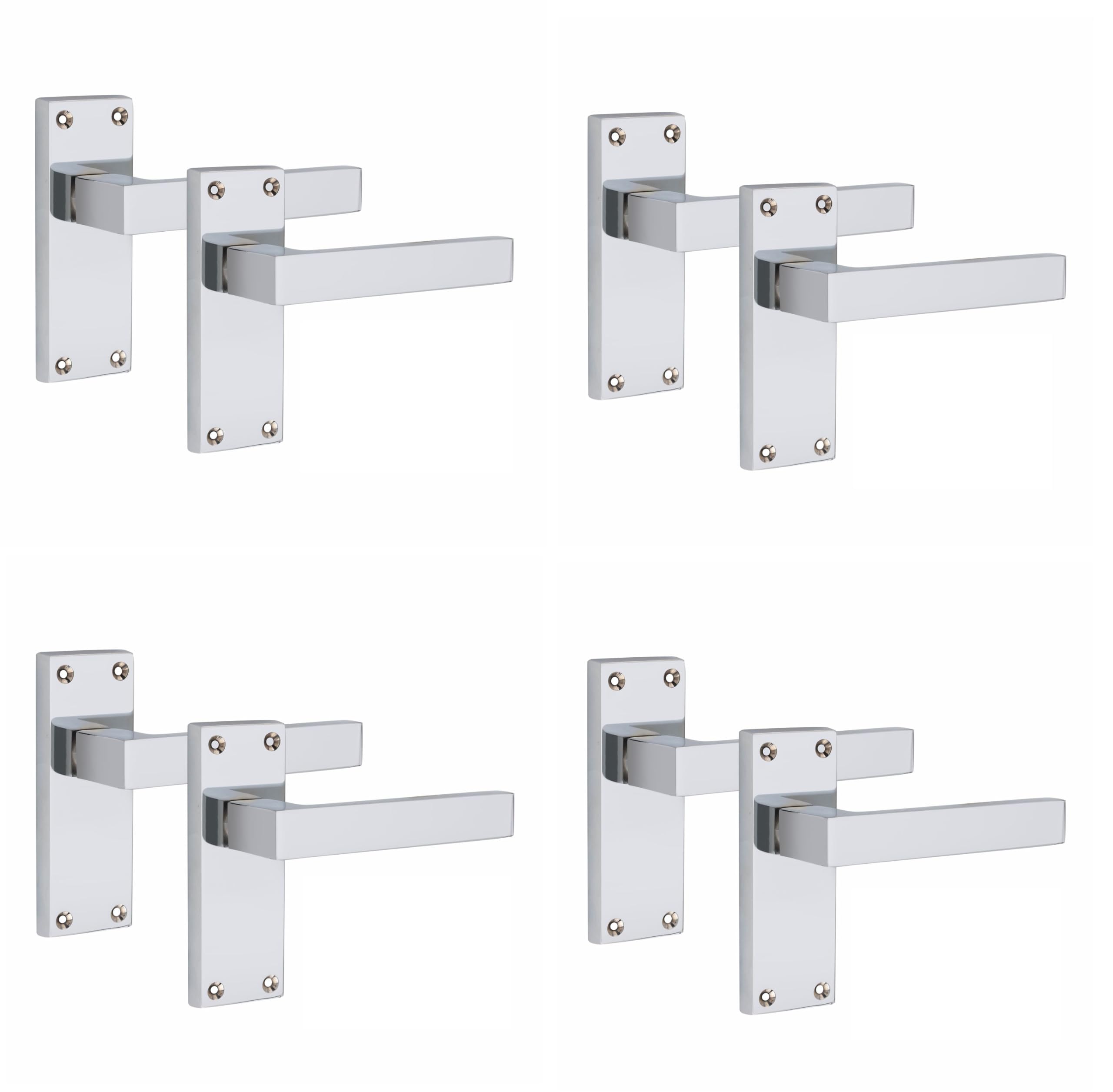 Golden Grace Straight Delta Latch Door Handles, Polished Chrome, 4 Pairs