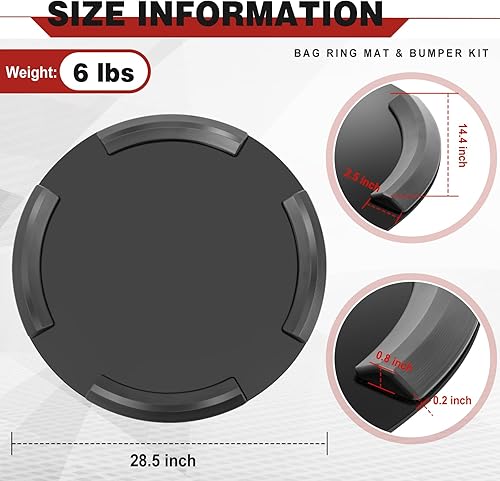 Miniatura 2 de Kit de alfombrilla de anillo y parachoques de 28.5 pulgadas para saco de boxeo estabiliza las bolsas pesadas independientes de movimiento o vuelco,
