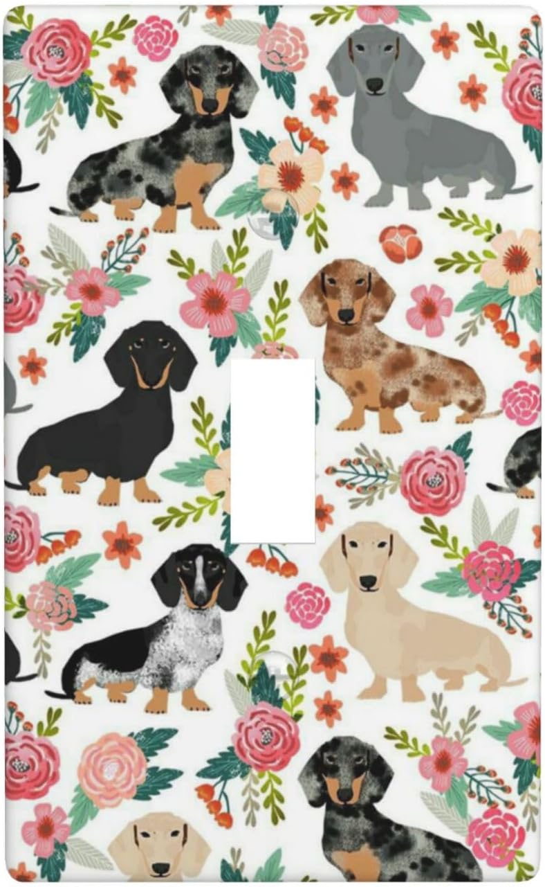 Dachshund Dog Single Toggle Light Switch Cover Decorative Wall Plate 1 Gang Electrical Faceplate One Device Switchplate Cover