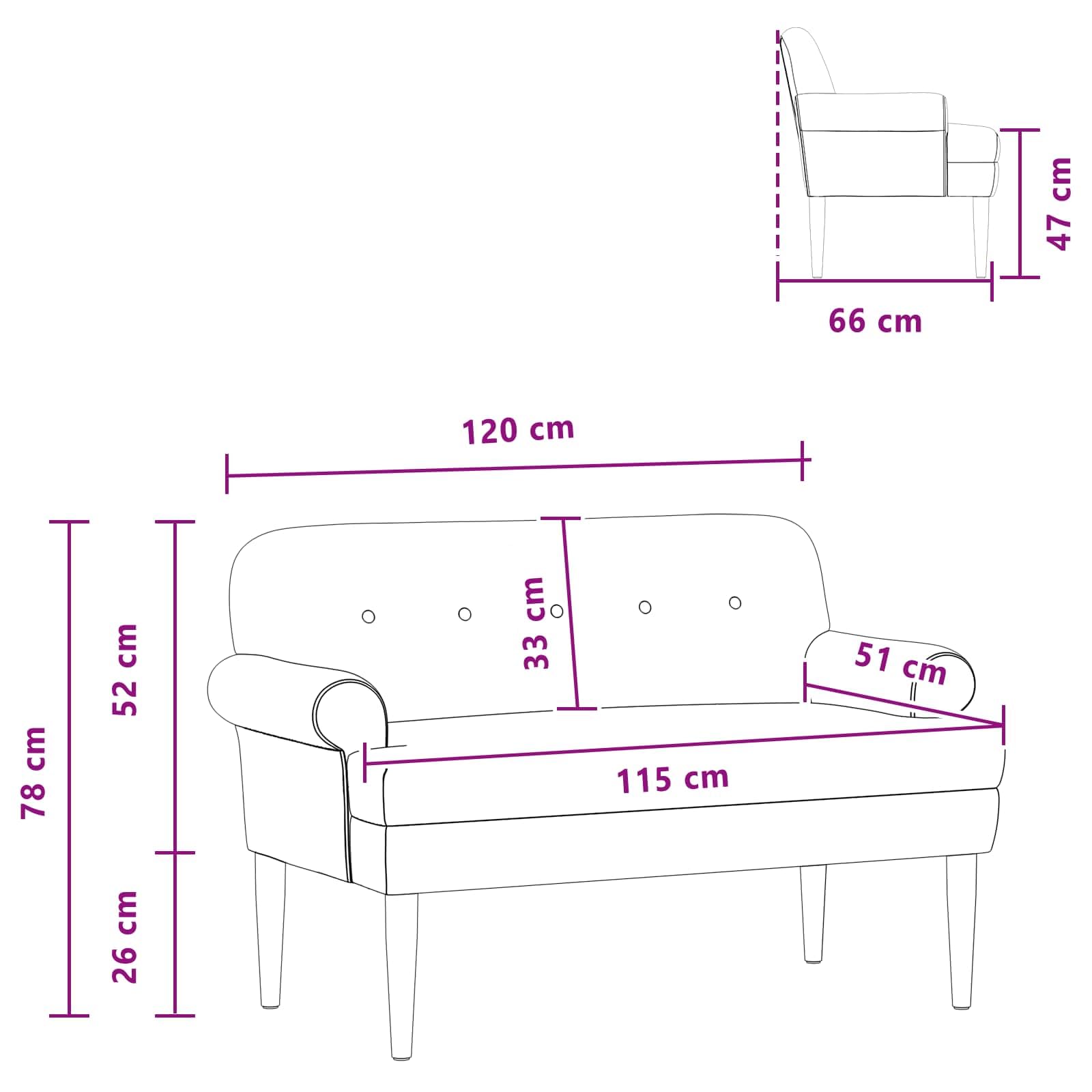 Loveseat ze zszyciem guzikowym, kolor czarny, 120 x 66 x 78 cm
