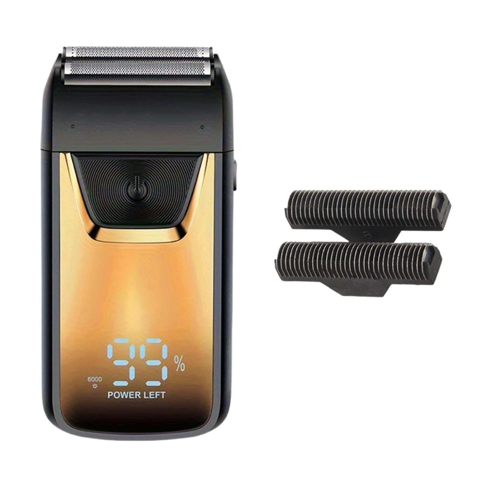 Menolana Electric Mini Shaver for Men Beard Trimmer Cordless Hair Remover Trimmer Beard Shaver Face Hair Removal for Camping Traveling, black and gold