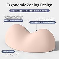 Vista 4 de Almohada cervical pequeña para el cuello, almohada de doble bola para aliviar el dolor cervical y la presión, suaves almohadas de apoyo de espuma
