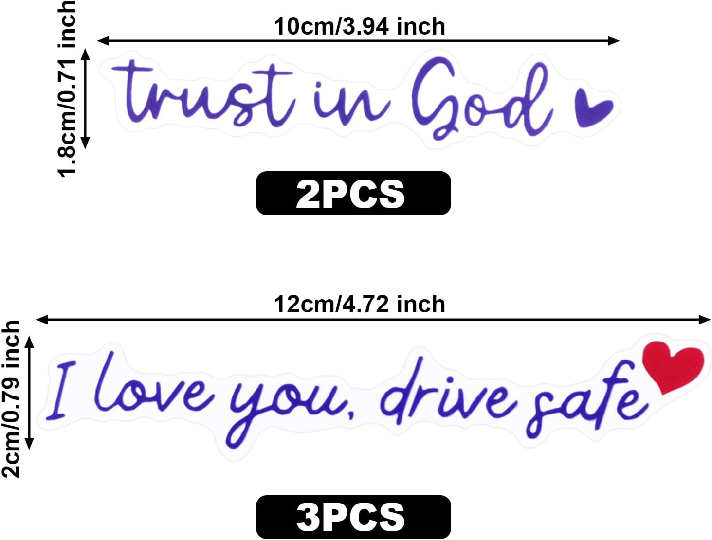 5pcs Car Mirror Decal, Funny Drive Safe Mirror I Love You Sticker Christian Car Jesus Decals Auto Vinyl Rearview Window Sticker for Man Woman (Purple) - Image 2