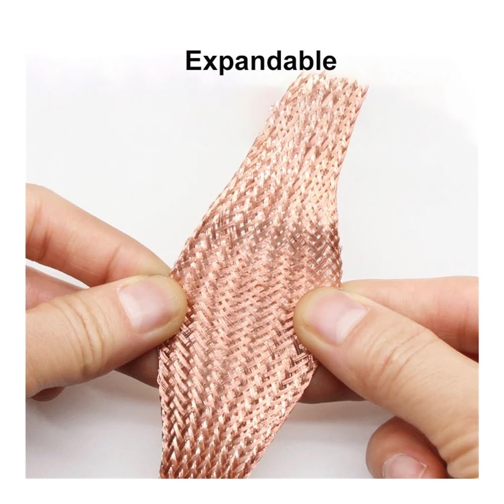Funda de cable trenzado de cobre de 1/2/5 m, chapado en estañado, 2 ~ 28 mm, funda de metal, blindado, protector de cable blindado, tubo protector de cable (cobre estañado, ancho 16 mm_5 m)