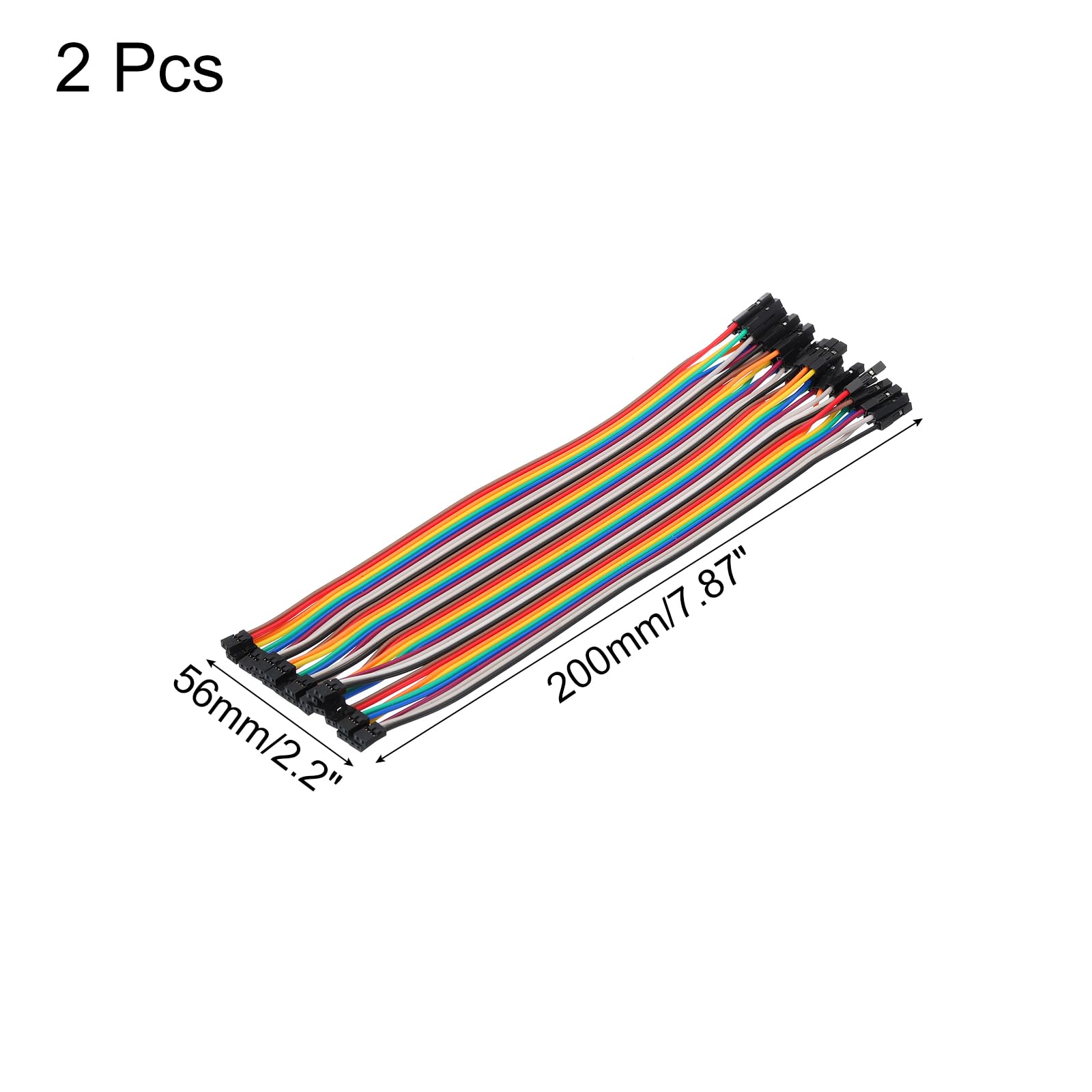 sourcing map Cavo a nastro da 2,0 mm (2P) femmina a 2,54 mm (1P) femmina, passo 2,54 mm, cavo a nastro lungo 20 cm, cavi a nastro per breadboard