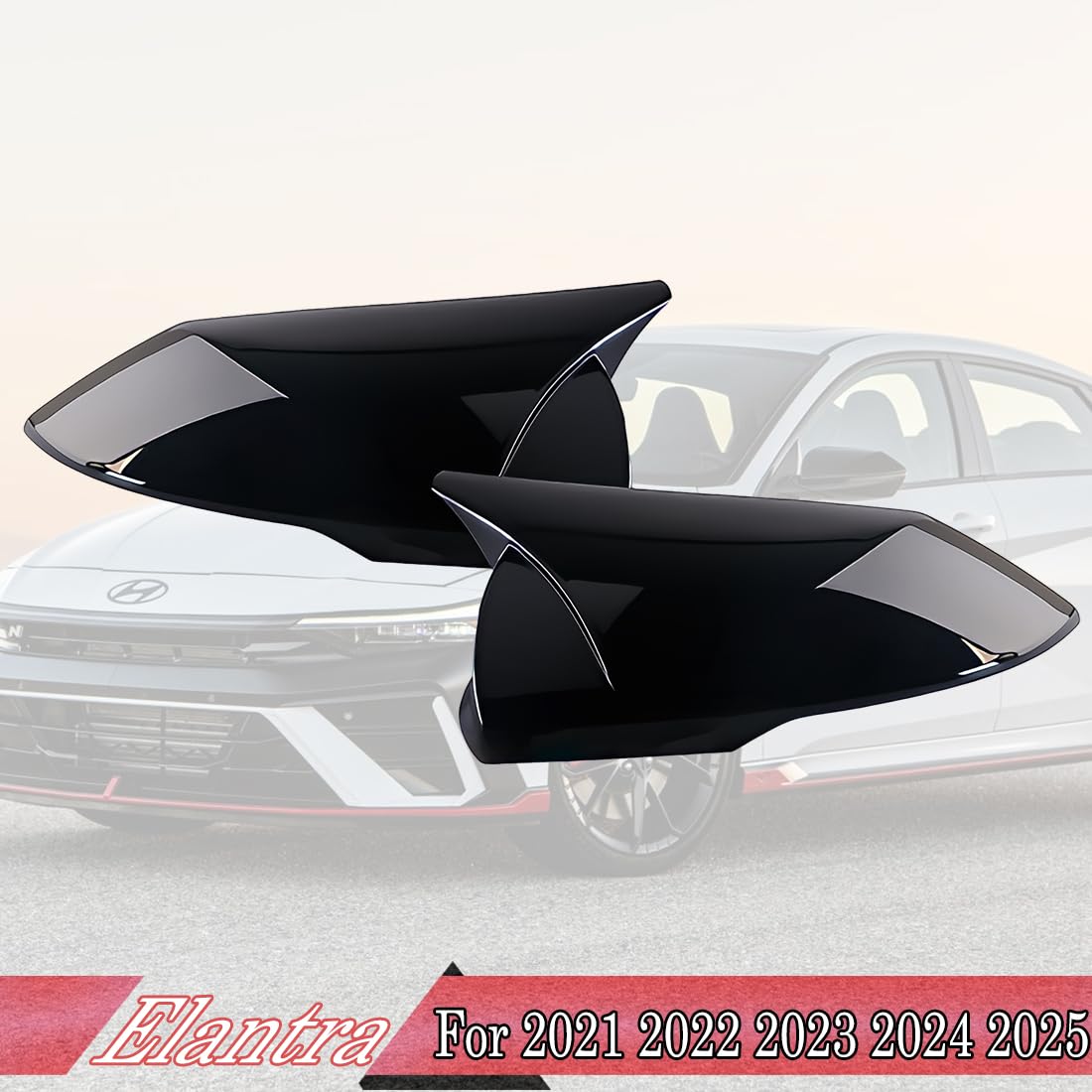 XITER Glossy Black Rear View Mirror Cover For 2024-2025 Hyundai Sonata (Without Turn Signal)
