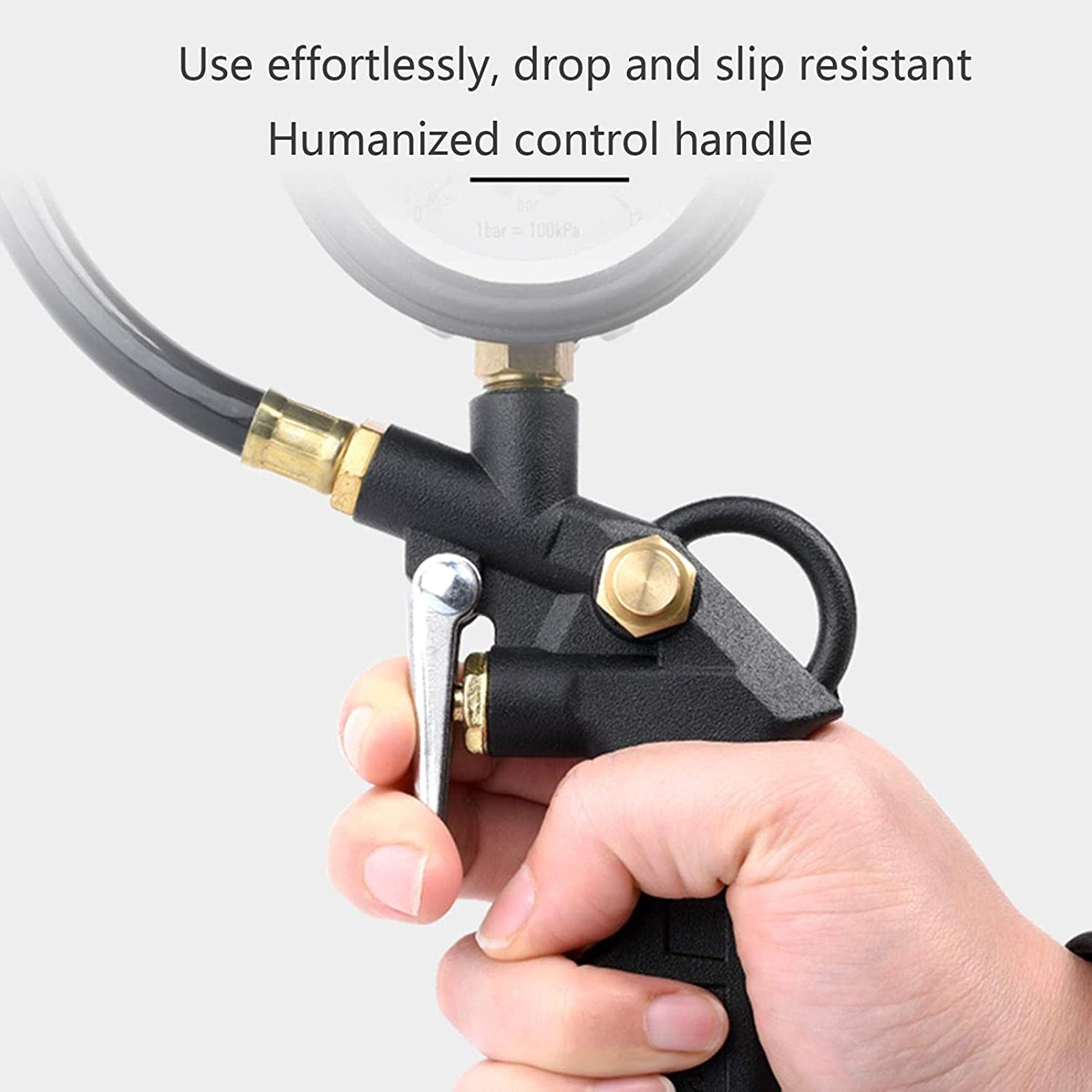 HMTE Manómetro de presión de neumáticos, inflador de neumáticos de 140 PSI con compresor de Aire de manómetro, Mandril de Aire de válvula para Coche, Motocicleta, Bicicleta (Azul 0)