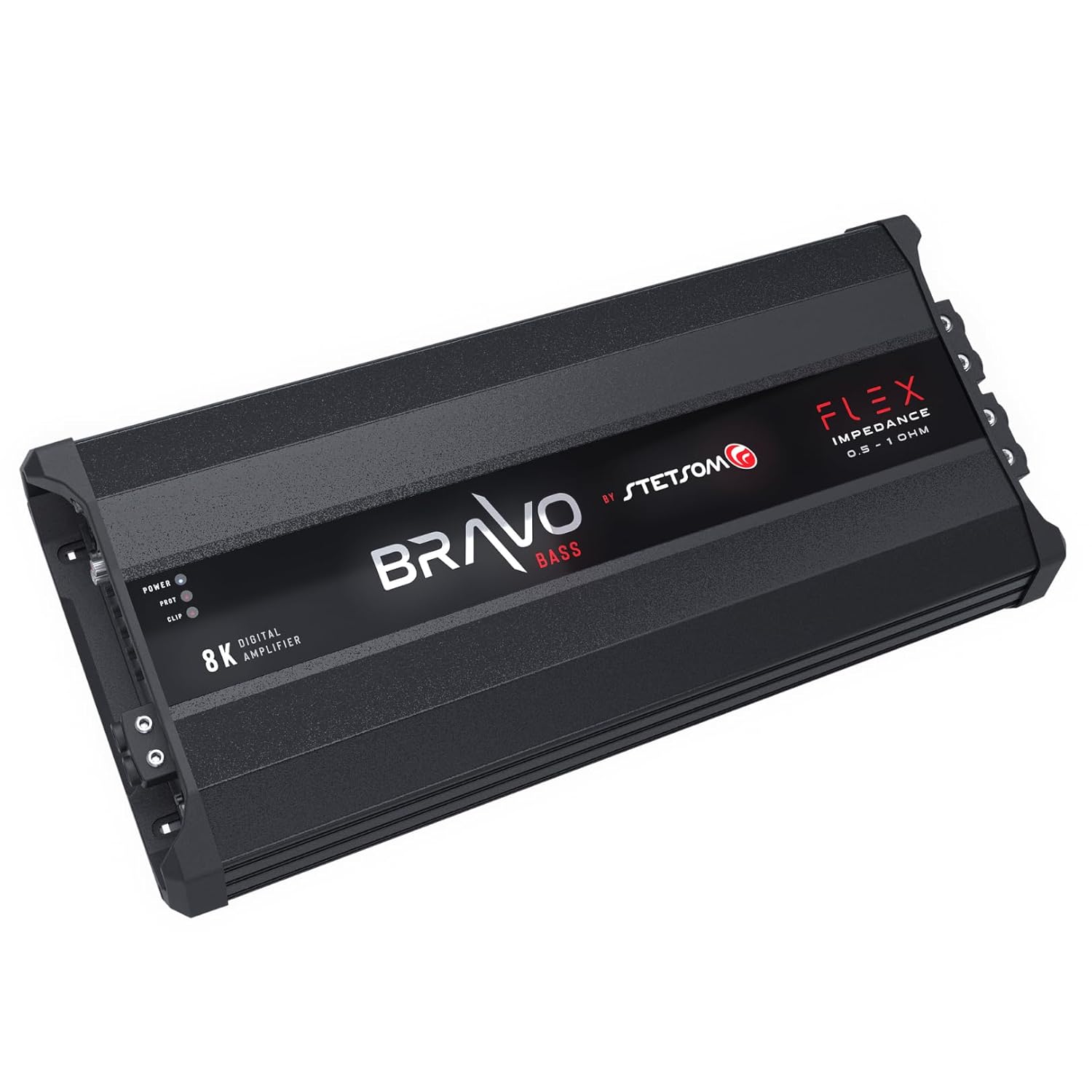 Stetsom Bravo BASS Flex 8K Mono Class D Car Audio Amplifier, Automatic Impedance System 0.5 to 1 Ohms, Monoblock, 8000 Watts RMS at Variable Impedance, 8000x1, Smart Multi-impedance Subwoofers Amp