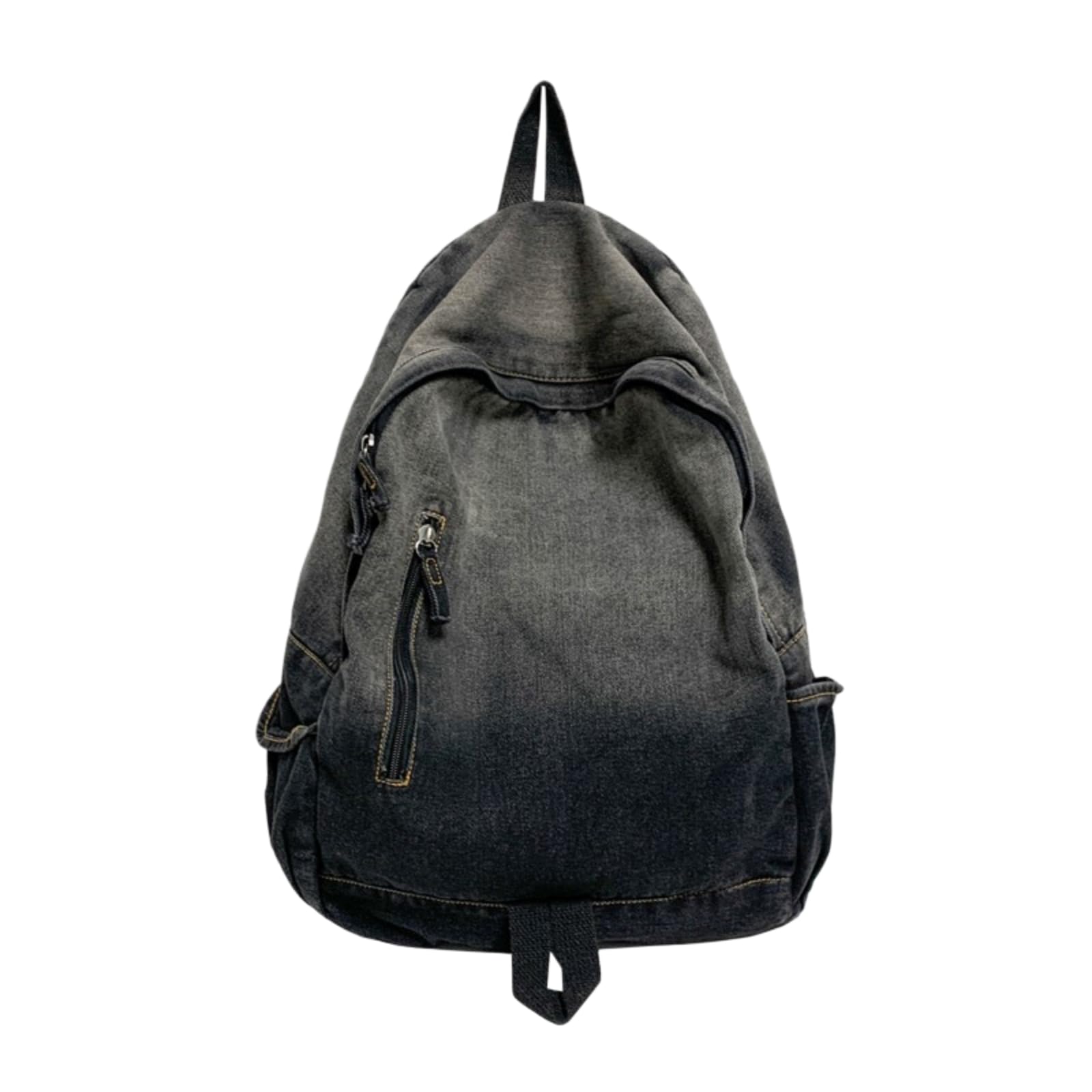 Zaino da Viaggio Gradiente Lavato Denim Spezzato Cerniera Tirare Laterale Bottiglia d'Acqua Tasca Sacco Giorno Vintage per Il Giornaliero del Campus-Blue