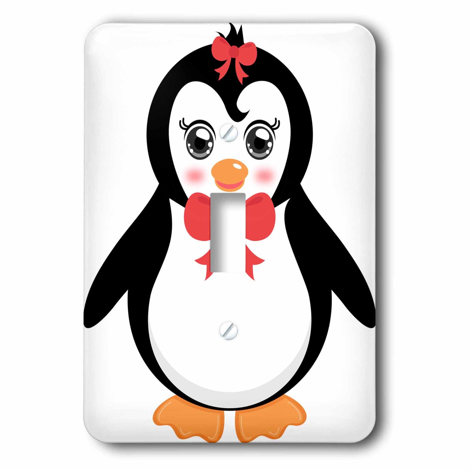 Interrupteur à bascule unique de salon ou chambre enfant avec joli dessin pingouin noir et blanc