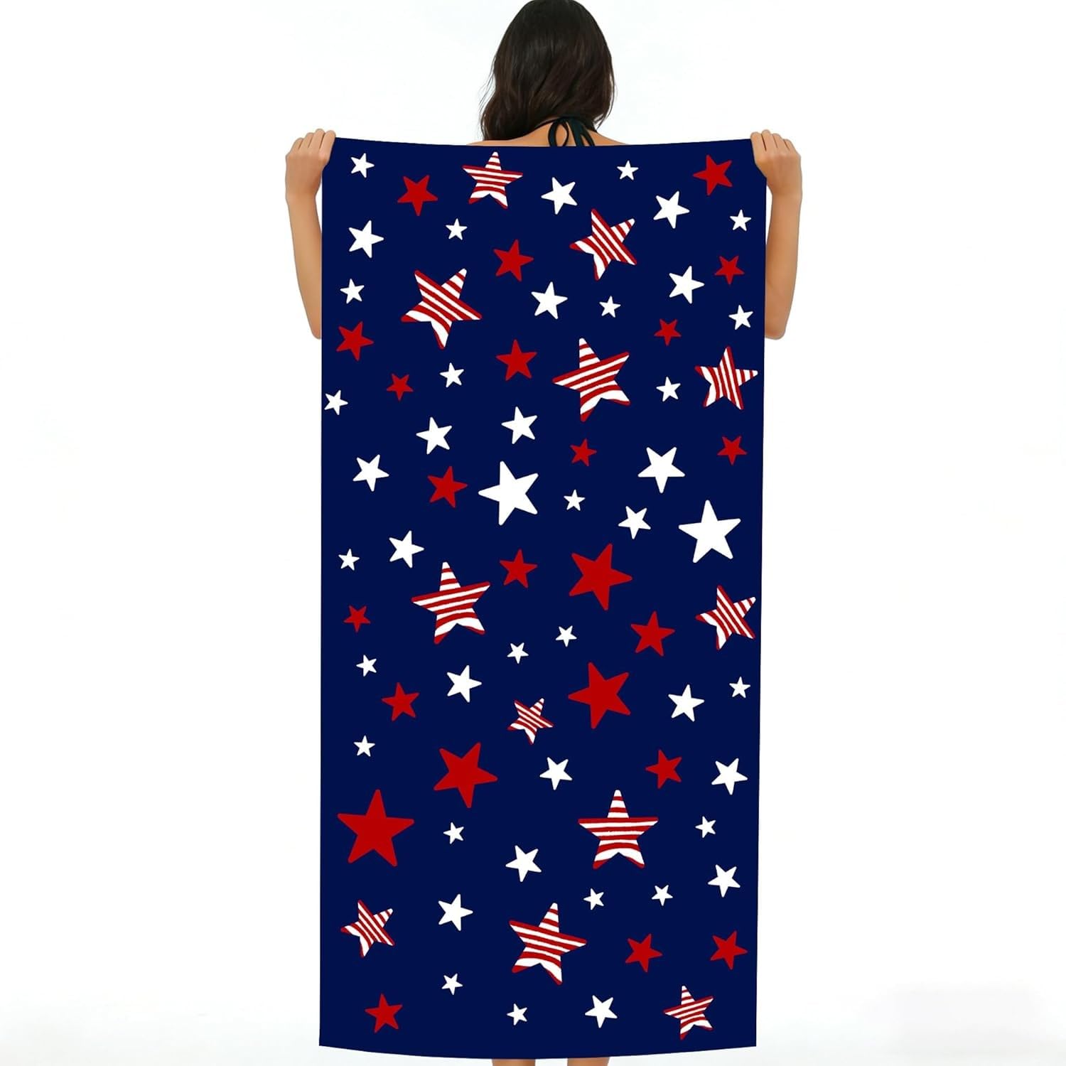 YZQGLHP Stars Microfibre Beach Towel Lines Beach Bath Towel Quick Drying, Lightweight, Sand-Free, Durable, for Pool, Gym, Camping, Travel Towel 90x200cm