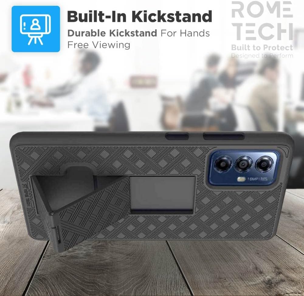 Designed for Moto G Play (2023) Case with Belt Clip Holster - Kickstand Cover Phone Case - Black - Image 5