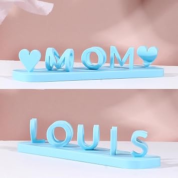 Drawelry Personalized 3D Printed Double Name Plate, Customized Name Printed Ornament, Name Stand as Sweet Gifts for Illusion Love (Style 1)