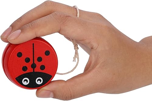 Miniatura 8 de Dioche YoYo con cuerda, lindo patrón de dibujos animados de madera para principiantes, juguete de enseñanza de educación temprana para niños