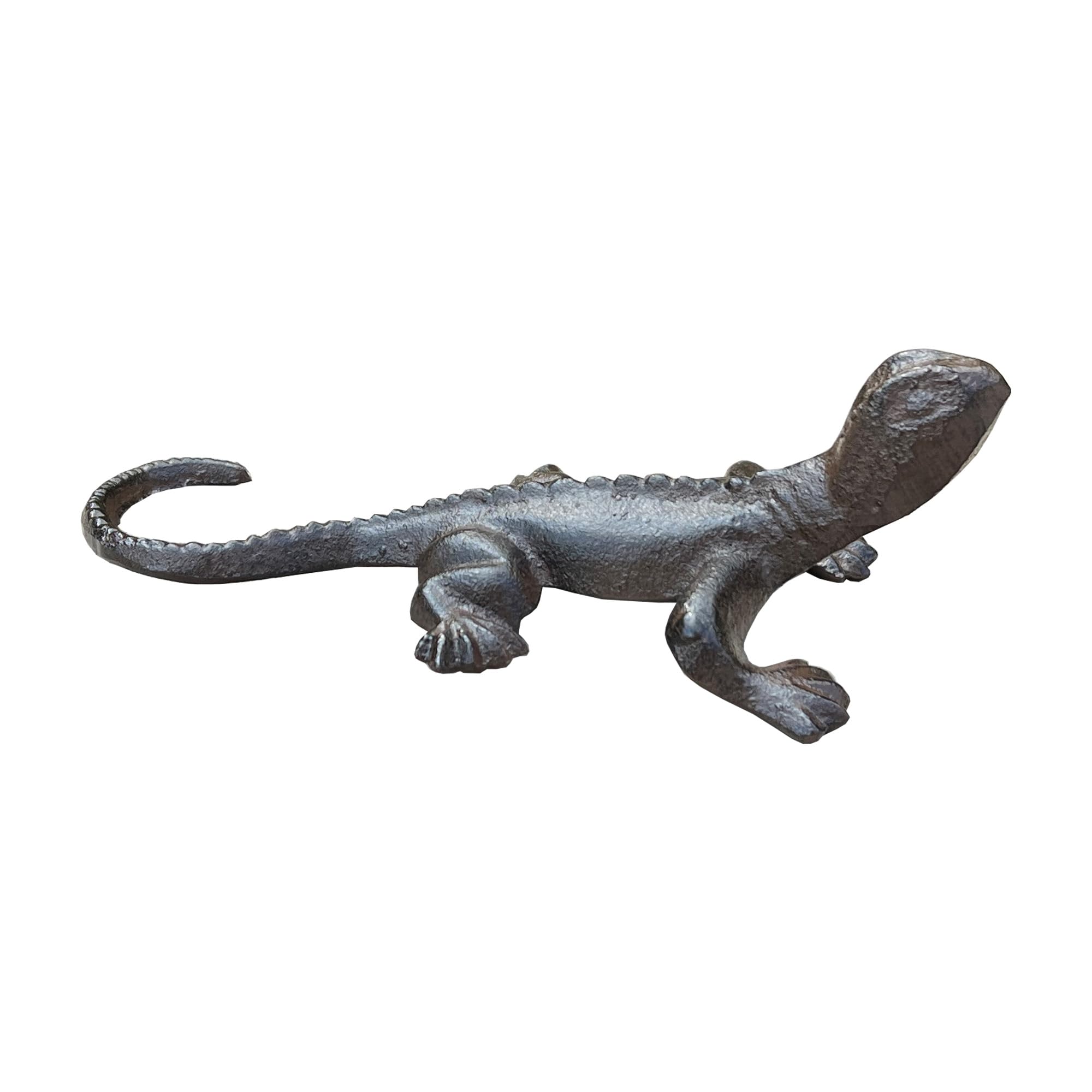 Alfie Francis 19cm (Length) Cast Iron Lizard Garden Ornament Gecko Metal Sculpture Statue Figurine Outdoor Home Decor