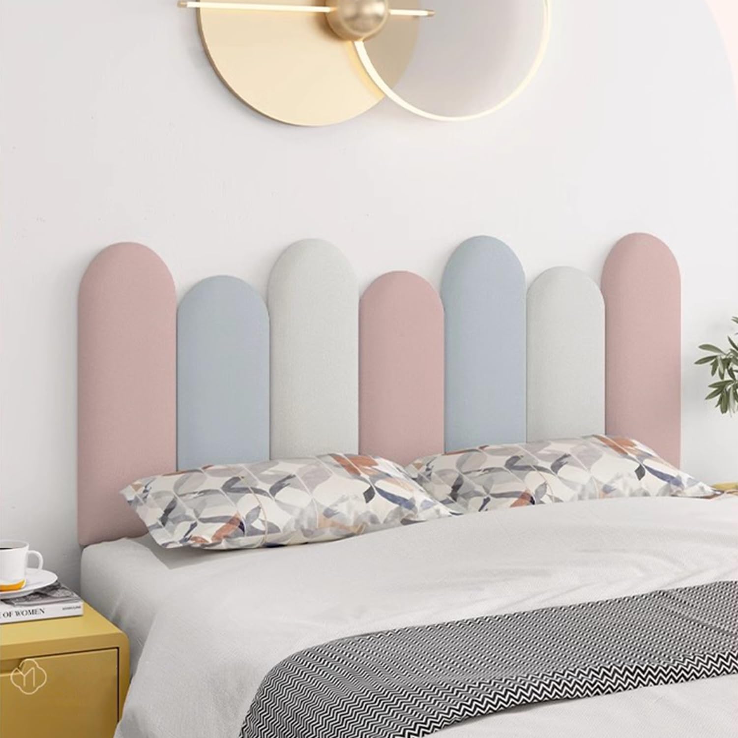 NURUGURE Decorative Wall Padding Panels Upholstered Easy Install Padded Wall Covering for Headboard Bedroom Playroom