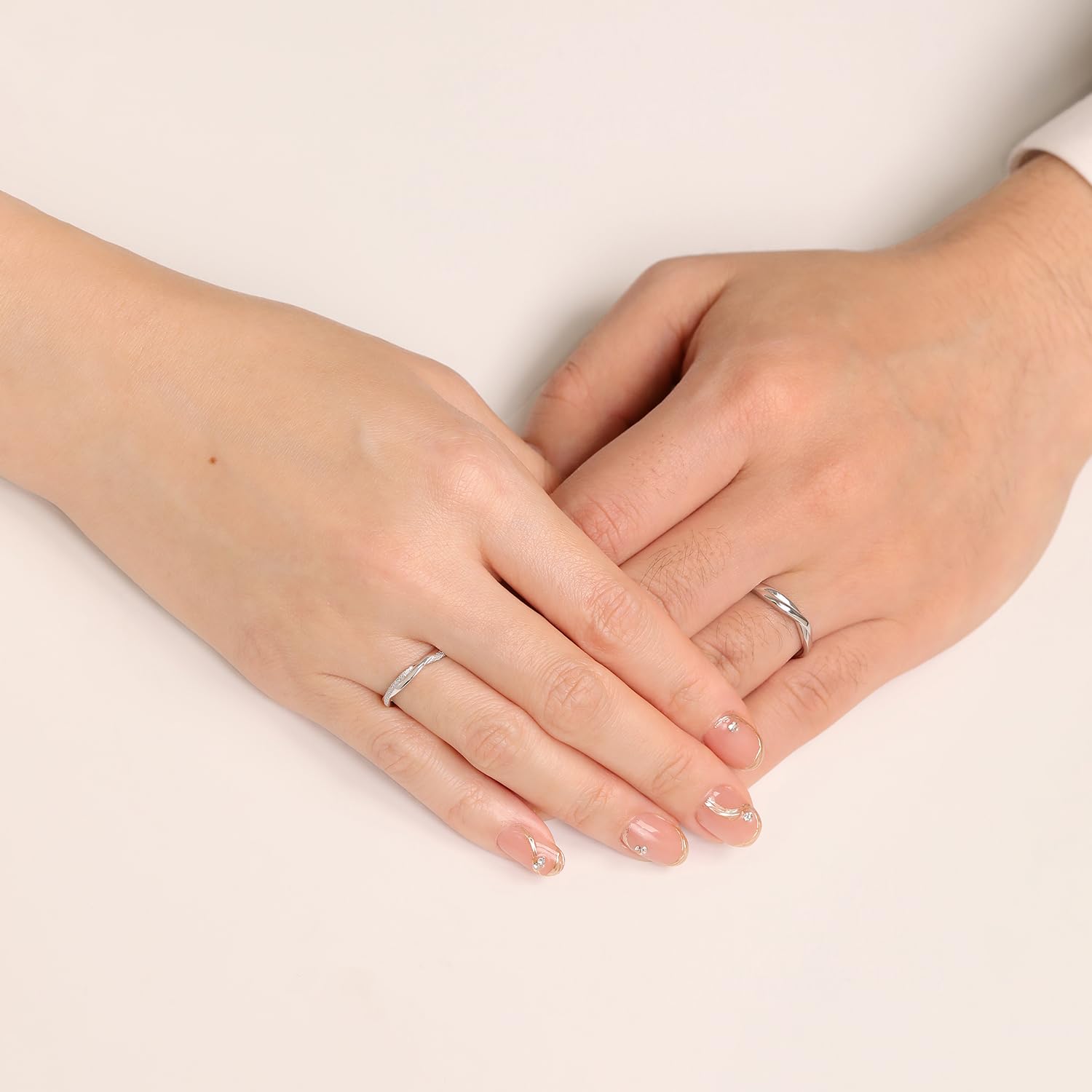 Meissa Alianzas de Plata Pareja Anillo de Compromiso y Boda Plata de Ley 925 para Novios Anillos Tamaño Ajustables Amor Entretejido para Aniversario y San Valentín (Juego de Dos Anillos)