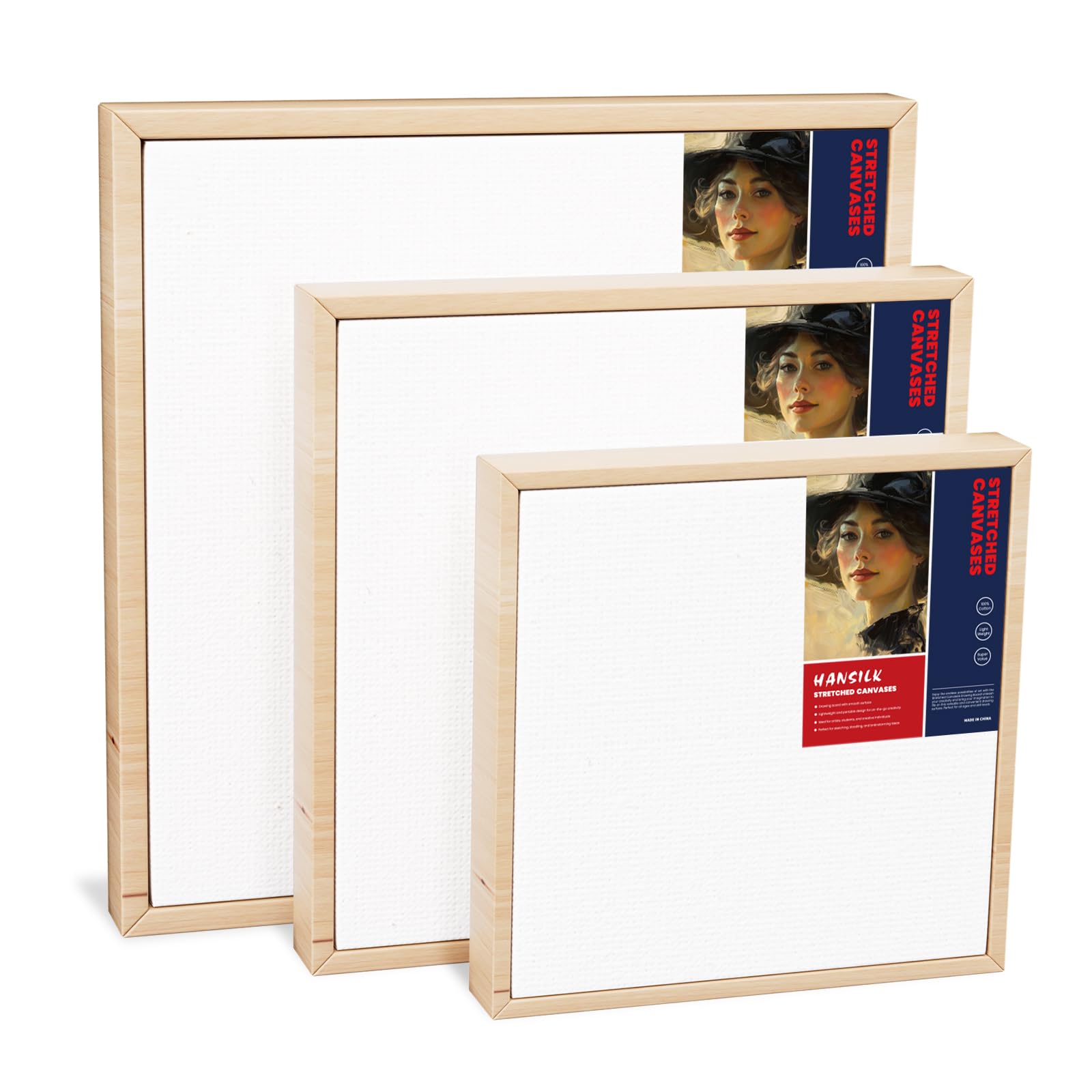 Amazon.com: HANSILK 3pk 4 * 4/6 * 6/8 * 8 Inch Blank Framed Canvas