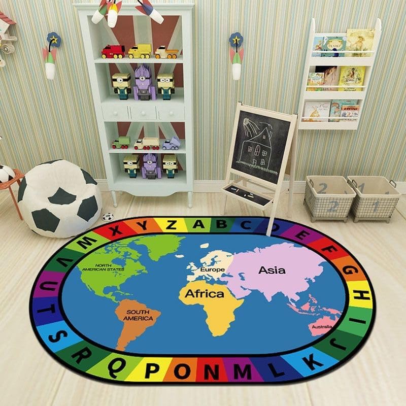 Amazon.com: Fouiunler World Map Area Rug, 4x5ft, Color Alphabet ABC Rug ...