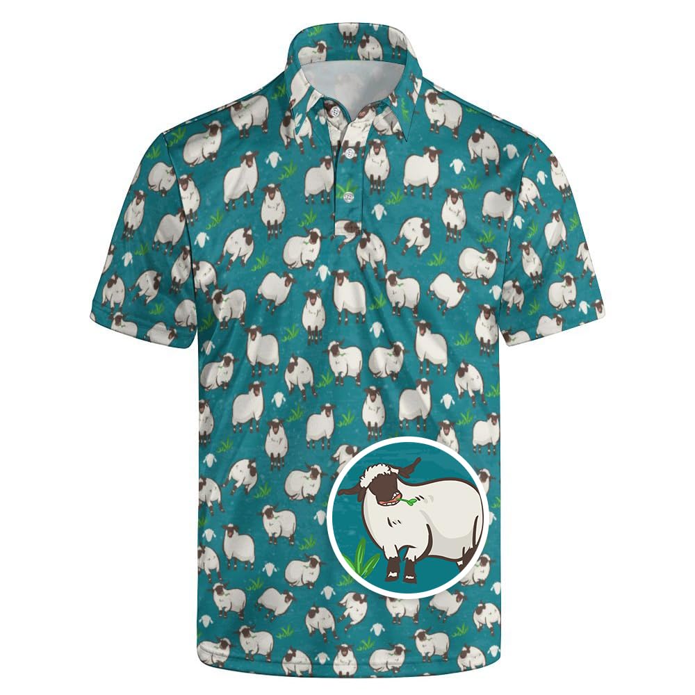 Men's Funny Golf Shirt Short Sleeve, Casual Polo Shirts for Men