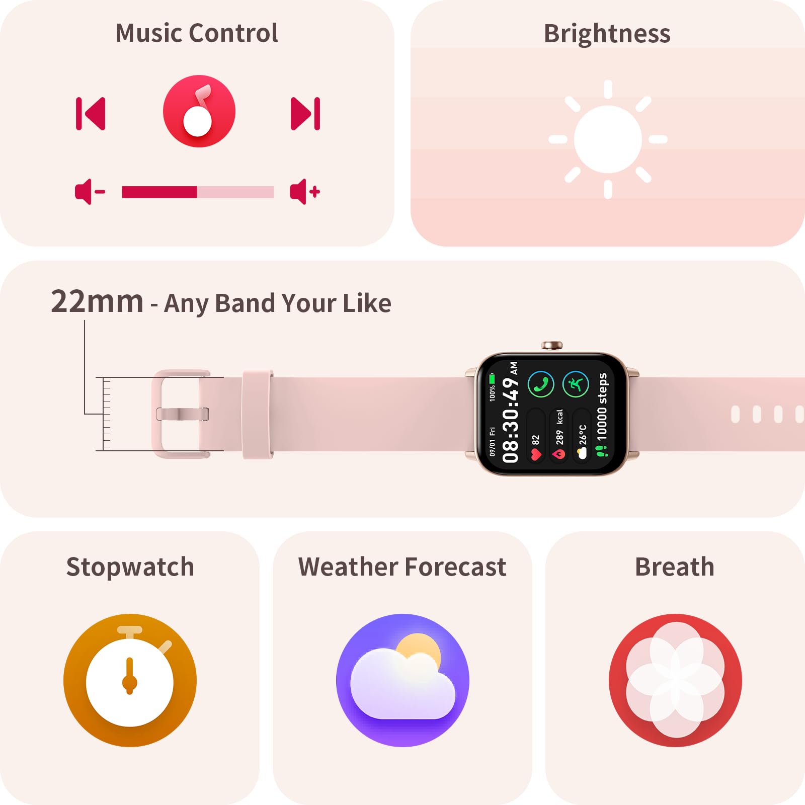 Smart Watch for Women, Alexa Built-in, 1.8" Touch Screen Fitness Tracker, Make/Answer Calls, Heart Rate/Sleep/SpO2 Monitor, Pedometer, IP68 Waterproof Watches for Android iPhone, 101+ Sport Modes