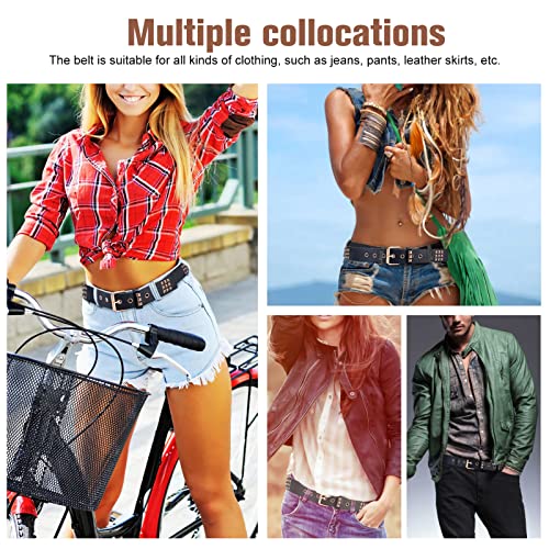 Studded Belt Metal Punk Rock Rivet Belt Emo Pyramid Stud Belt Threads Studded Goth Belt For Women Men Jeans Skirt (copper)2