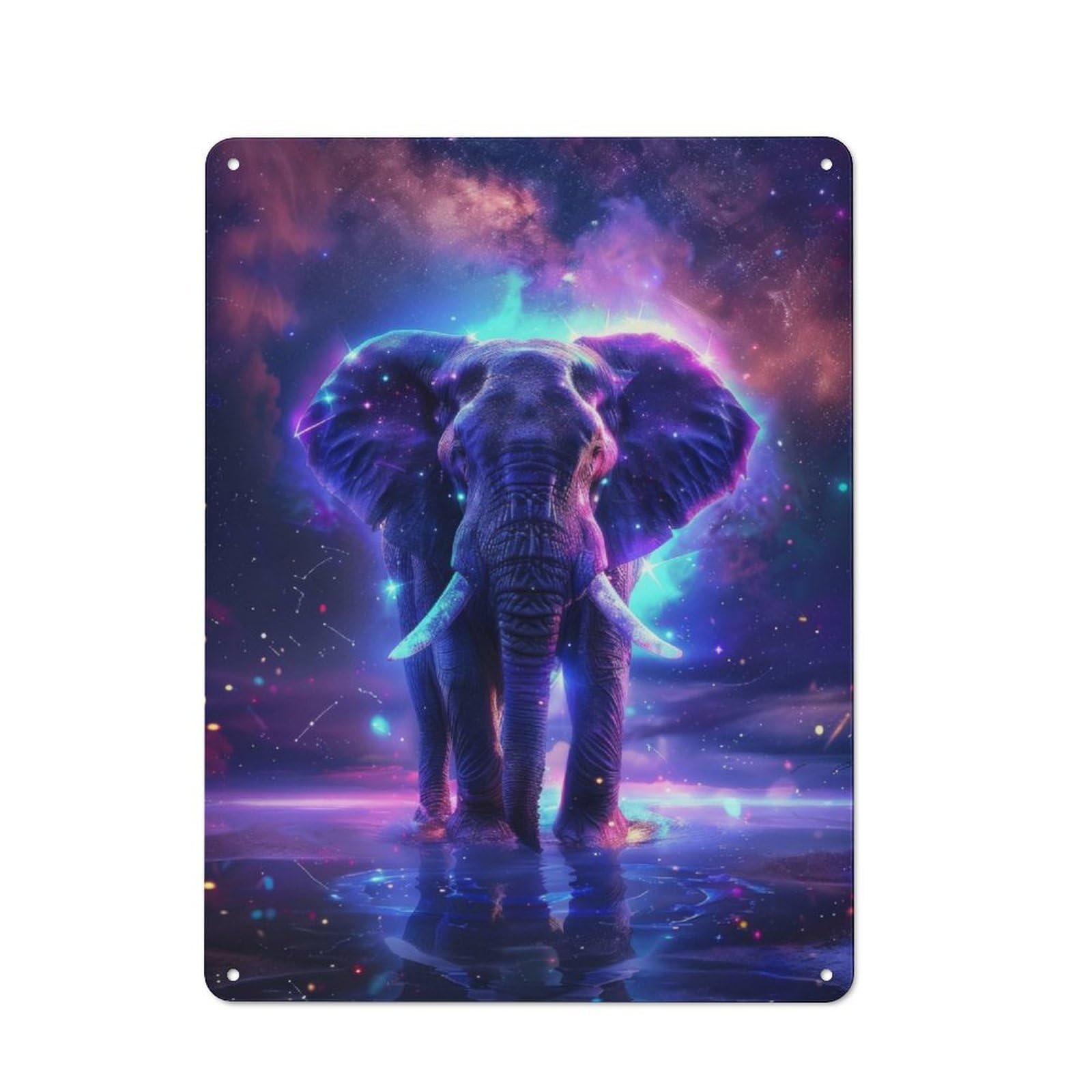 Junmoney Elephant Space Animal Retro Metal Wall Sign 40X30cm For Guest Room Or Hallway, New-Space Wall Decor For Home Decor Collectors