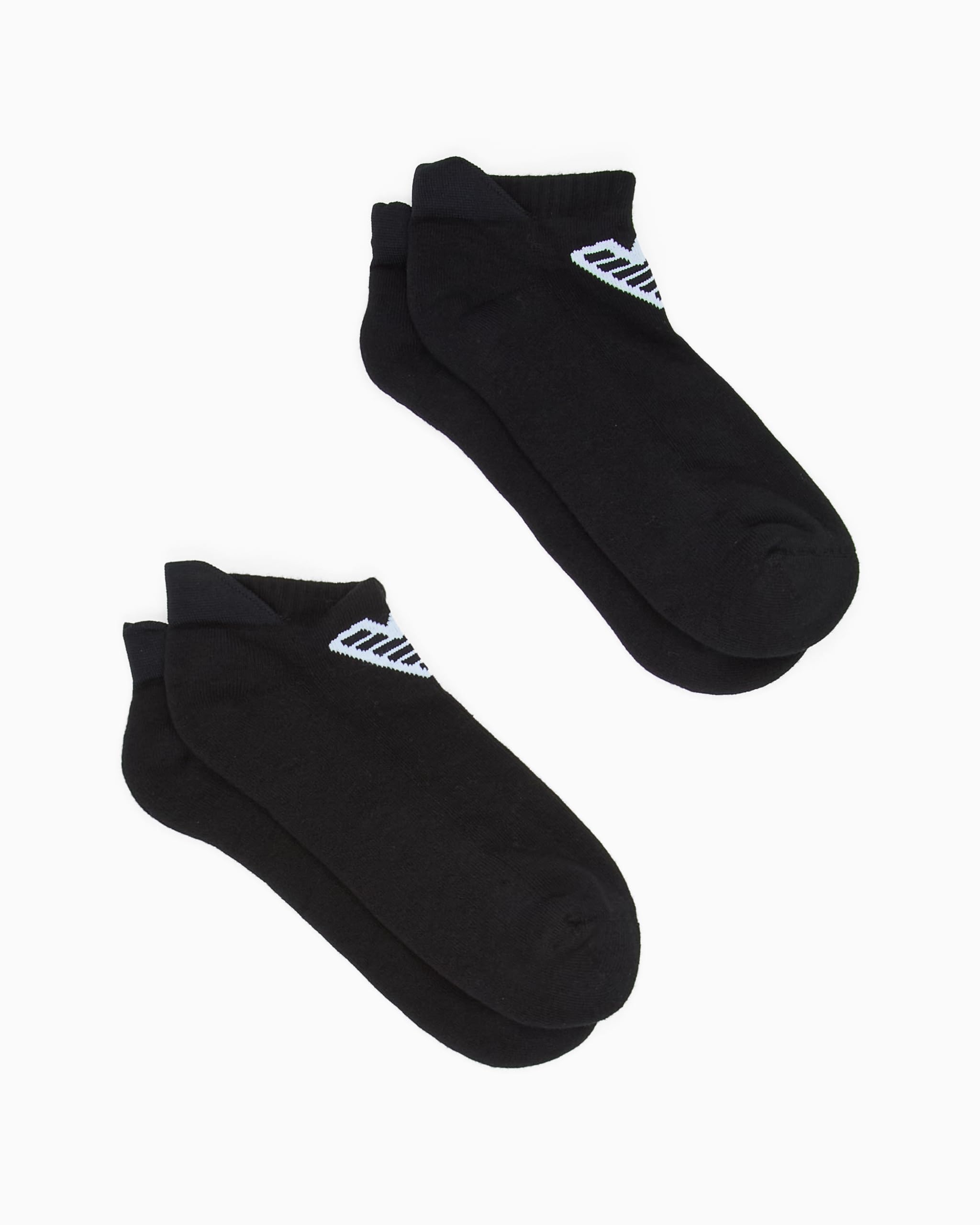 EMPORIO ARMANI Men's SPONGE 2-PACK SNEAKER SOCKS BlackOne Size