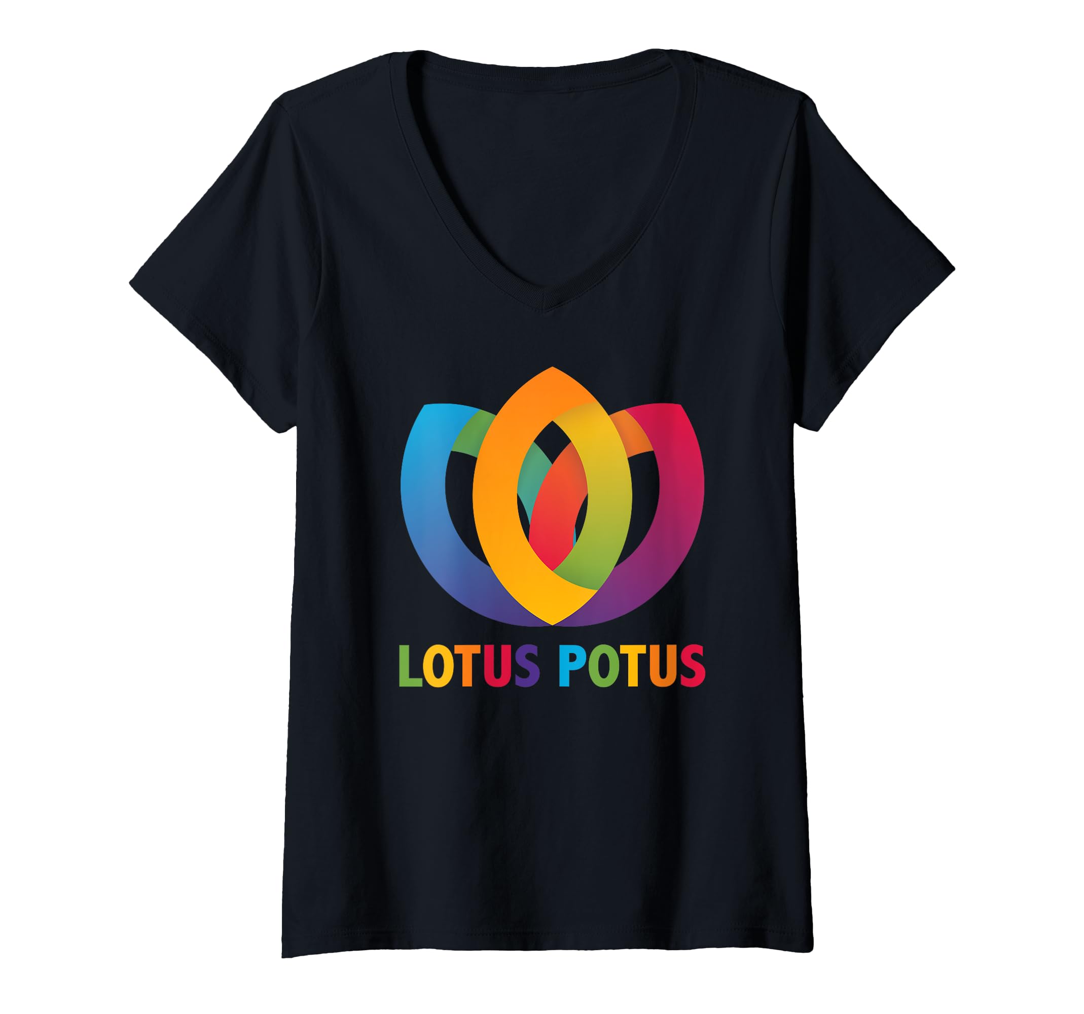 Womens Lotus Potus in Rainbow Colors V-Neck T-Shirt