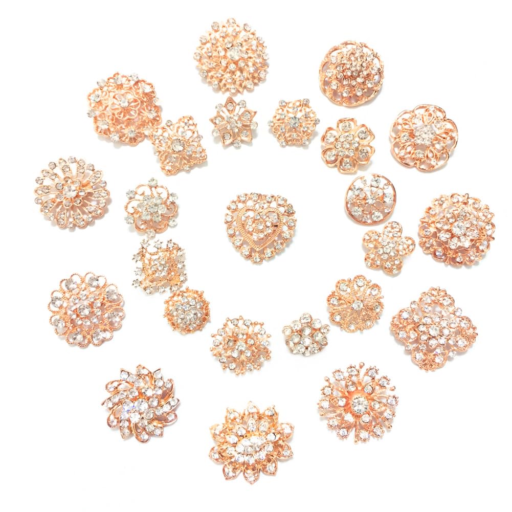 24pcs Lot Rhinestone Crystal Flower Brooches Pin Set-picture-40