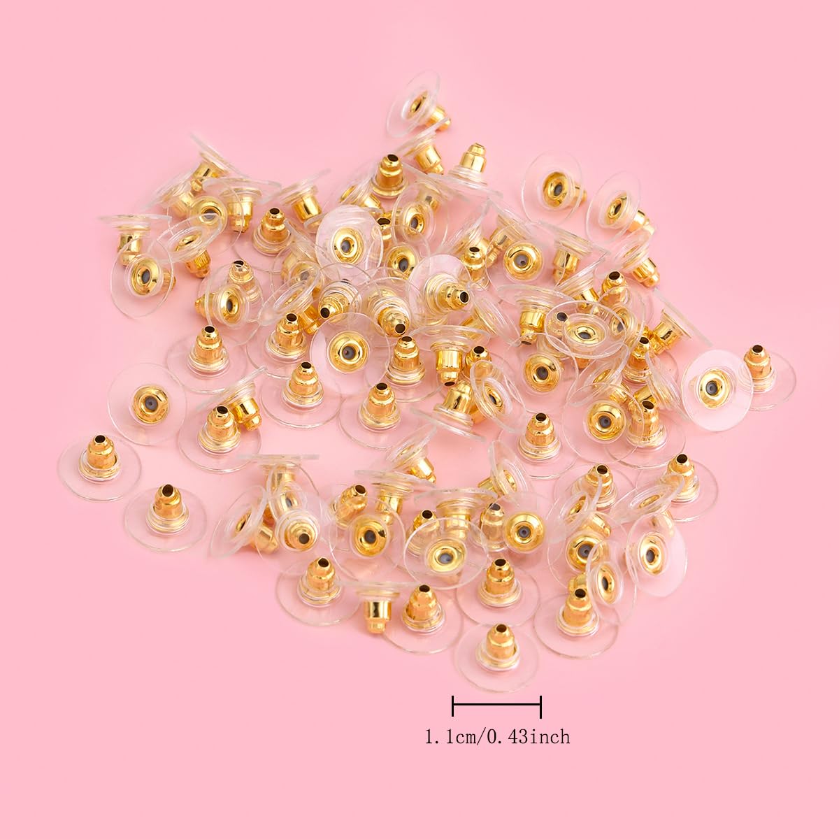 100pcs Earring Backs Stopper Set 50 Gold 50 Silver Earnuts for Stud Earrings Anti Allergy Rubber Metal Jewellery Making 3