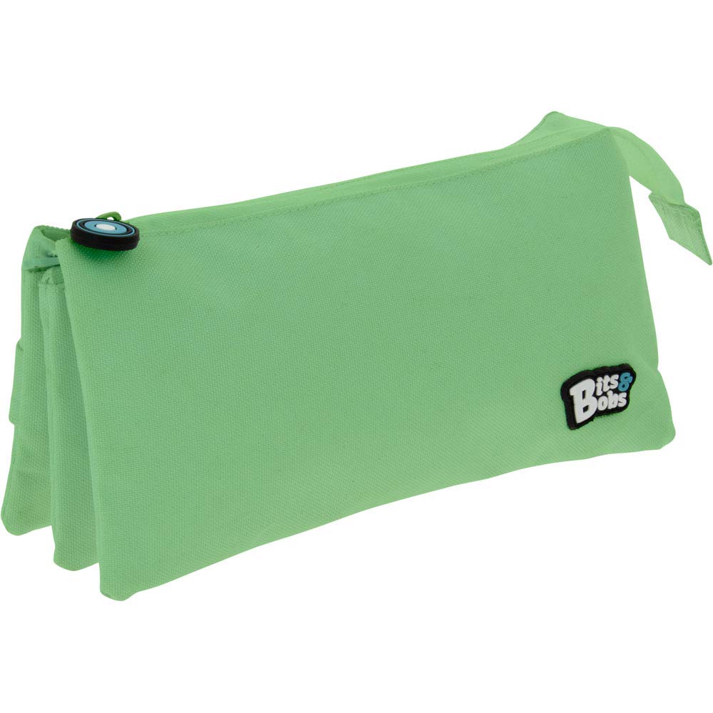 Grafoplás 37545426. Estuche Escolar Tres Compartimentos, Color Verde Mint, 23,5x12x14cm, Bits & Bobs