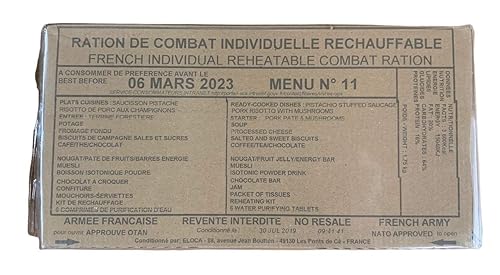 Future Essentials MRE militar francés, RCIR, MRE extranjero original, Menú 11, Ración de 24 horas