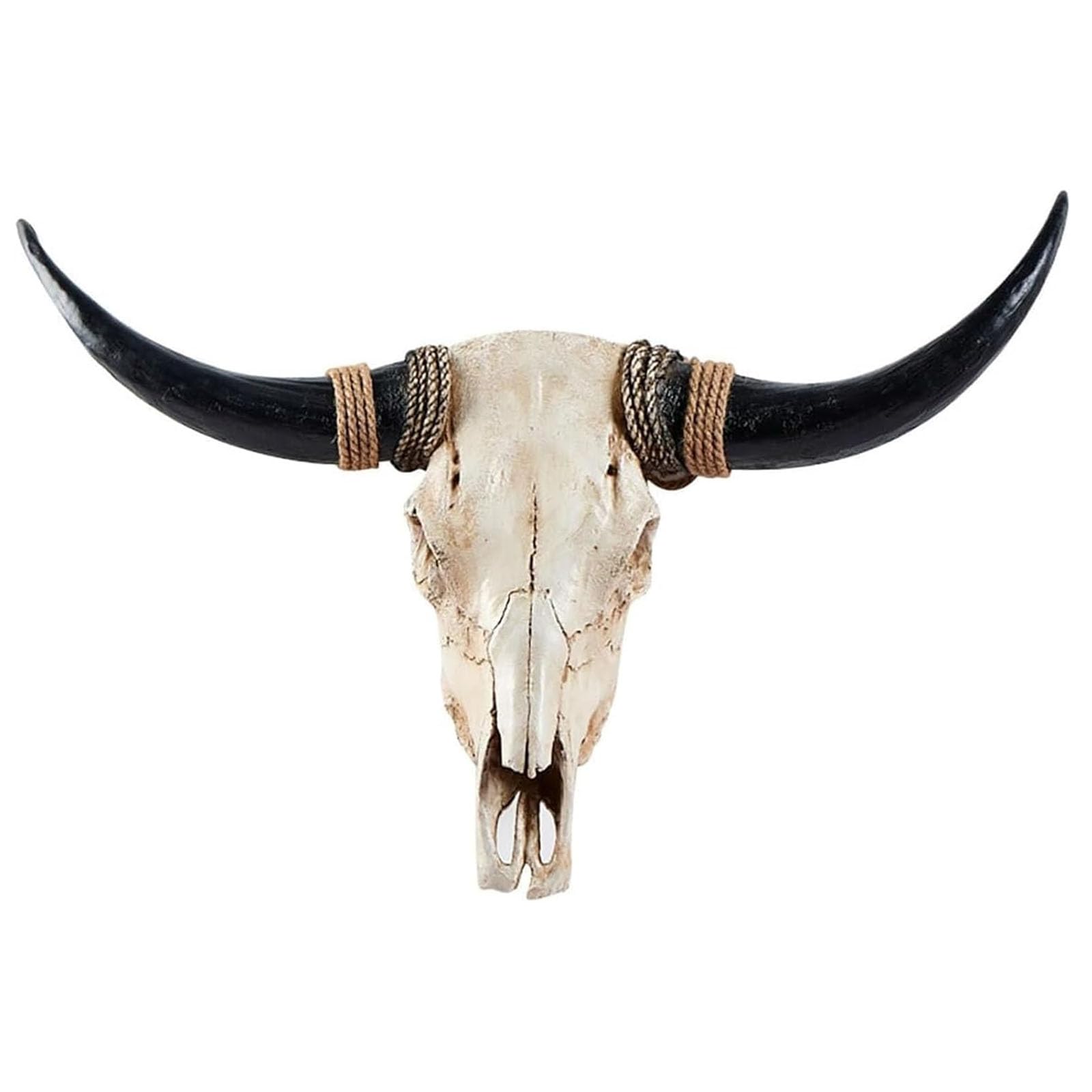 XUHCLY Cow Skull Wall Decor, Long Horn Cow Skull Wall Hanging Decor,Wall Hanging Faux Longhorn Skull,Faux Taxidermy Animal Head Handmade Wall Decor Home Sculpture,Faux Bull(Size:78x62cm,Color:Black)