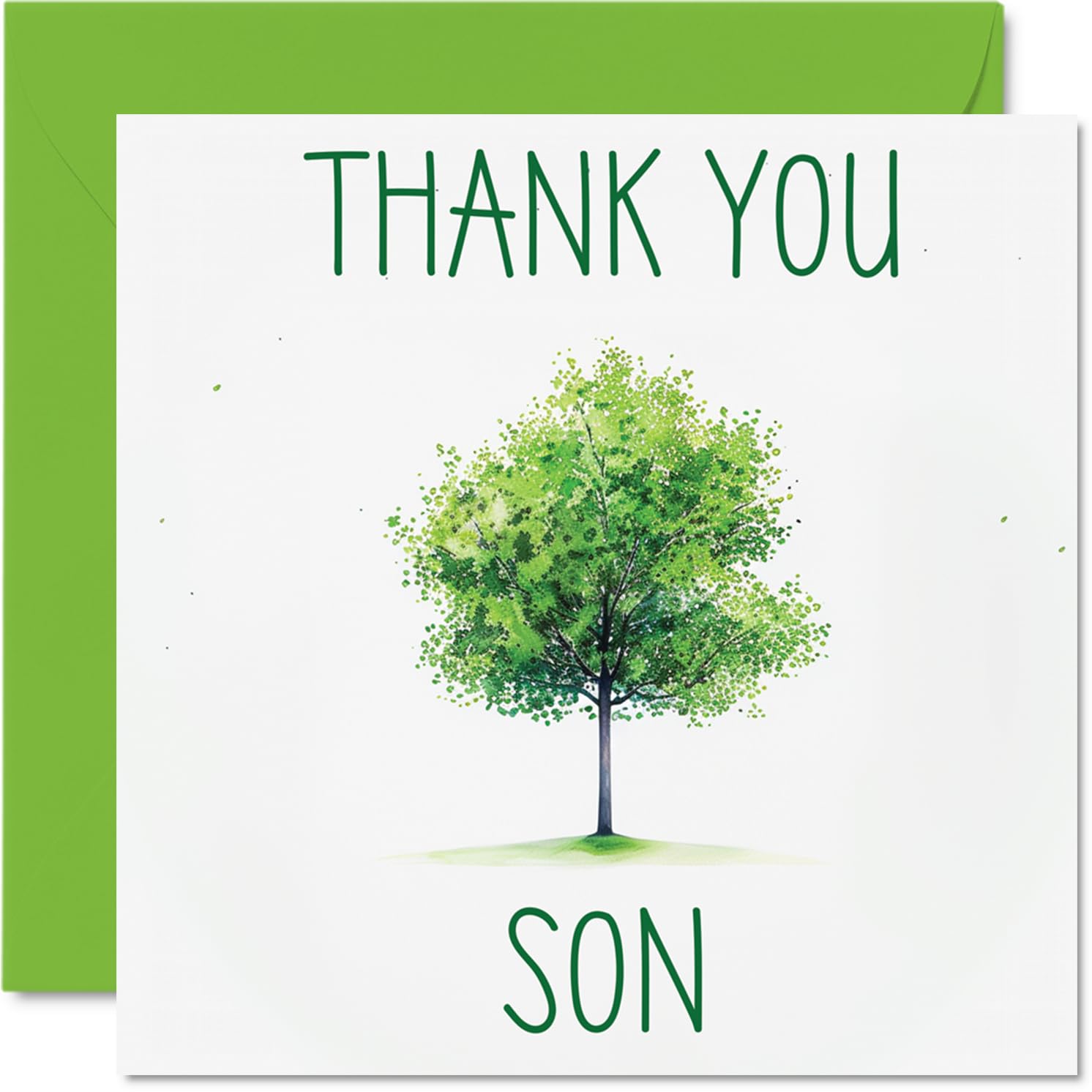 Thank You Cards for Son - Colourful Green Tree - Thankyou Cards for Him Men, Heartfelt Appreciation Card, 145mm Thank You So Much Greeting Gifts