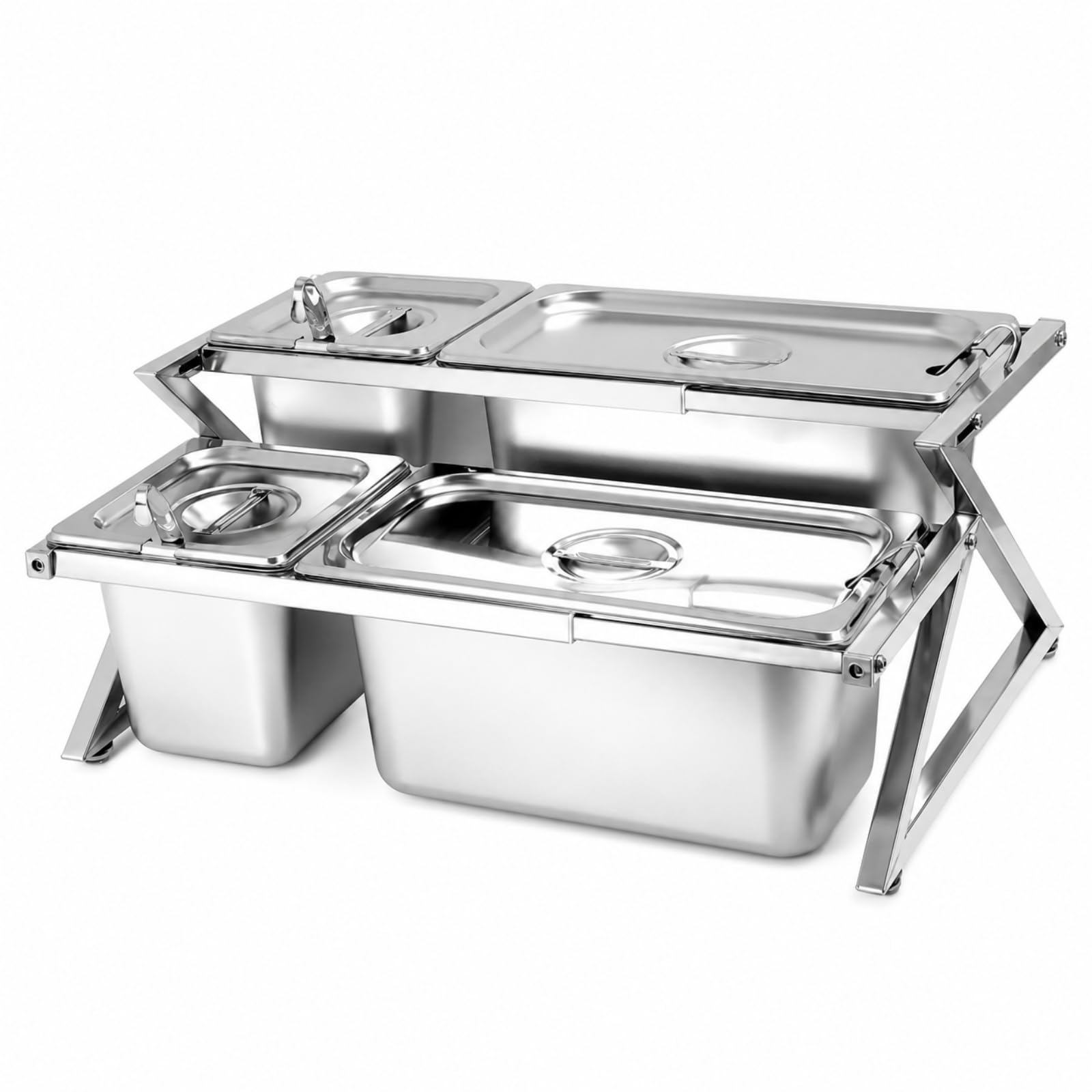 Yajuyi Estante Acero Inoxidable con Cucharas | Calidad Comercial, Compacto, Contenedor, para Cocina, buffet, Restaurantes, Estilo A