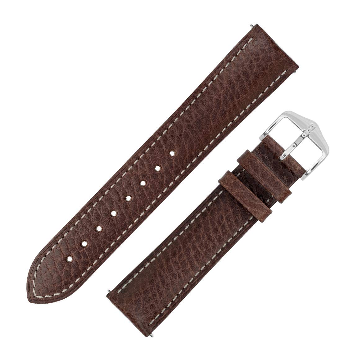 HirschBoston Buffalo Calfskin Leather Watch Strap in Brown