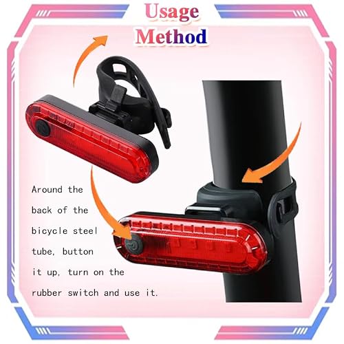 2 Pack LED Rear Bike Tail Light with 4 Light Modes, Ultra Bright USB Rechargeable Bicycle Taillights, Waterproof Bike Back Light for Cycling Helmet Backpack Safety Warning - Image 5
