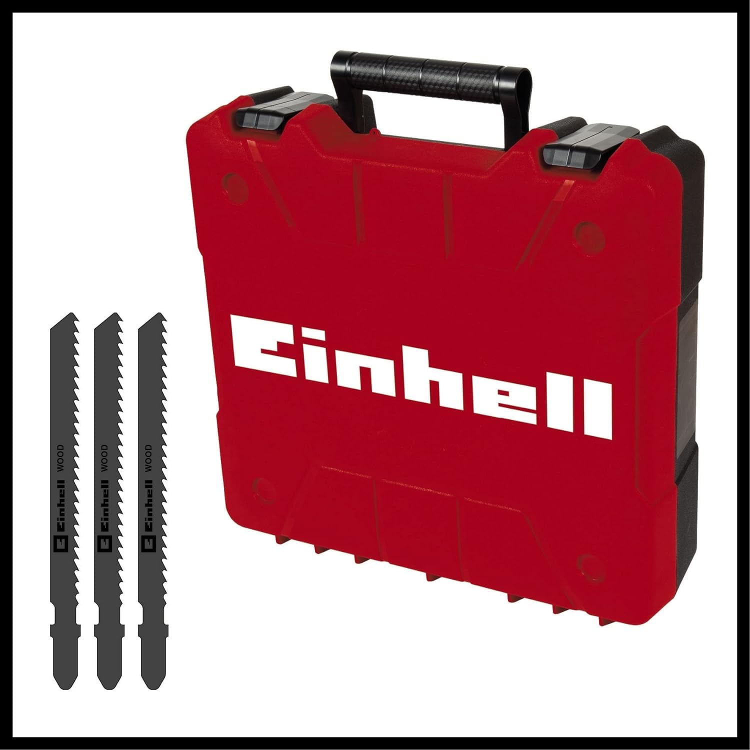 Seghetto alternativo Einhell TC-JS 80/1 Kit (550 W, altezza di sollevamento 20 mm, movimento pendolare, profondità di taglio 80 mm in legno, 10 mm in acciaio, 3.000 min-1, incl. 3x lame attacco a T)