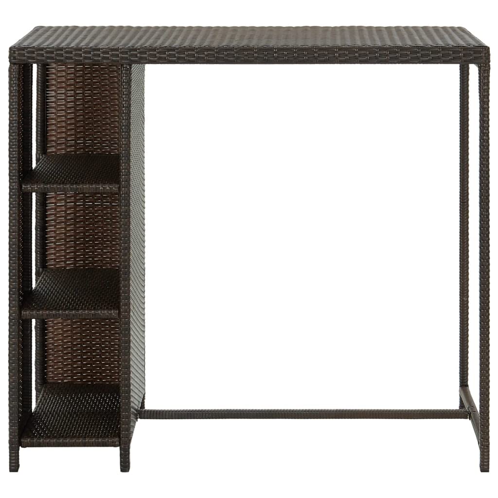 vidaXL Table de Bar avec Rangement Marron 120x60x110 cm Résine tressée