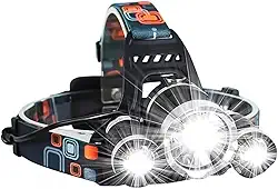 Lanterna de Cabeça LED Recarregável USB – Luz Potente Tripla com 4 Modos de Iluminação Ajustável, Ideal para Corrida, Ciclismo, Acampamento, Trilha e Pesca - Premium