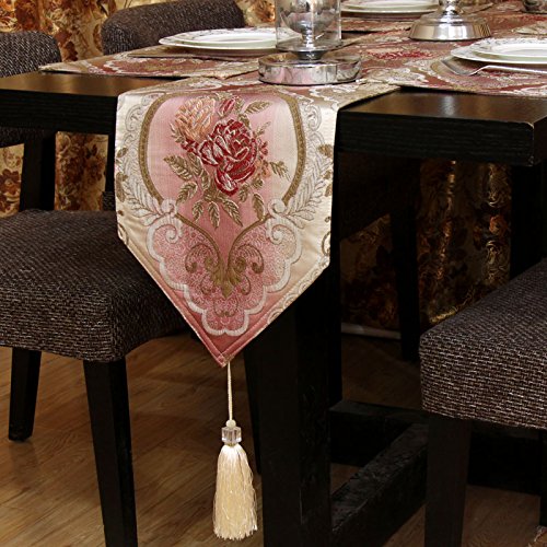 Chemin de table fleur rouge 30x240 pour grand dîner moderne