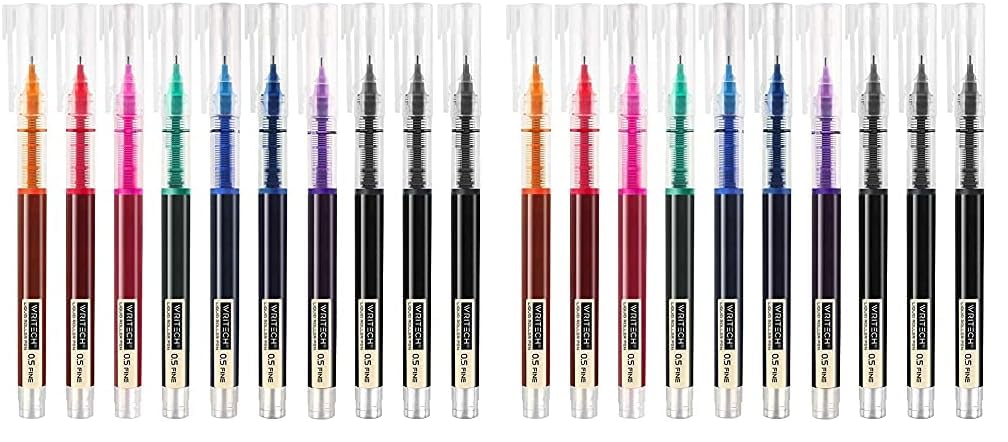 WRITECHRolling Ball Quick Dry 0.5 mm Extra Fine Point 10 Pcs Liquid Rollerball Multicolor (Multicolor) (Pack of 2)