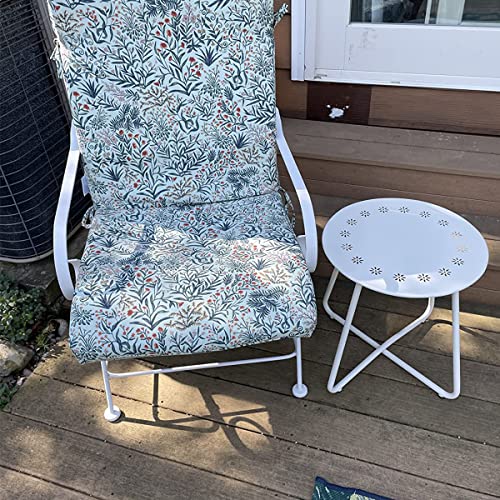 Danpinera Outdoor Side Tables With Flower Cut Outs, Weather Resistant Steel Patio Side Table, Small Round Outdoor End Table Metal Side Table For Patio Yard Balcony Garden White #TOP2