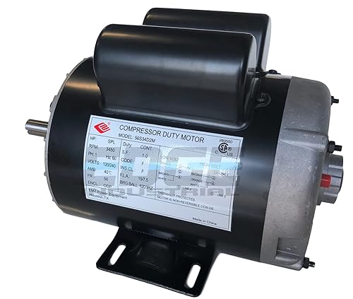Miniatura 4 de Motor eléctrico de compresor SPL de 2 HP, 3450 RPM, marco 56, diámetro del eje de 5/8 pulgadas, 120/240 voltios
