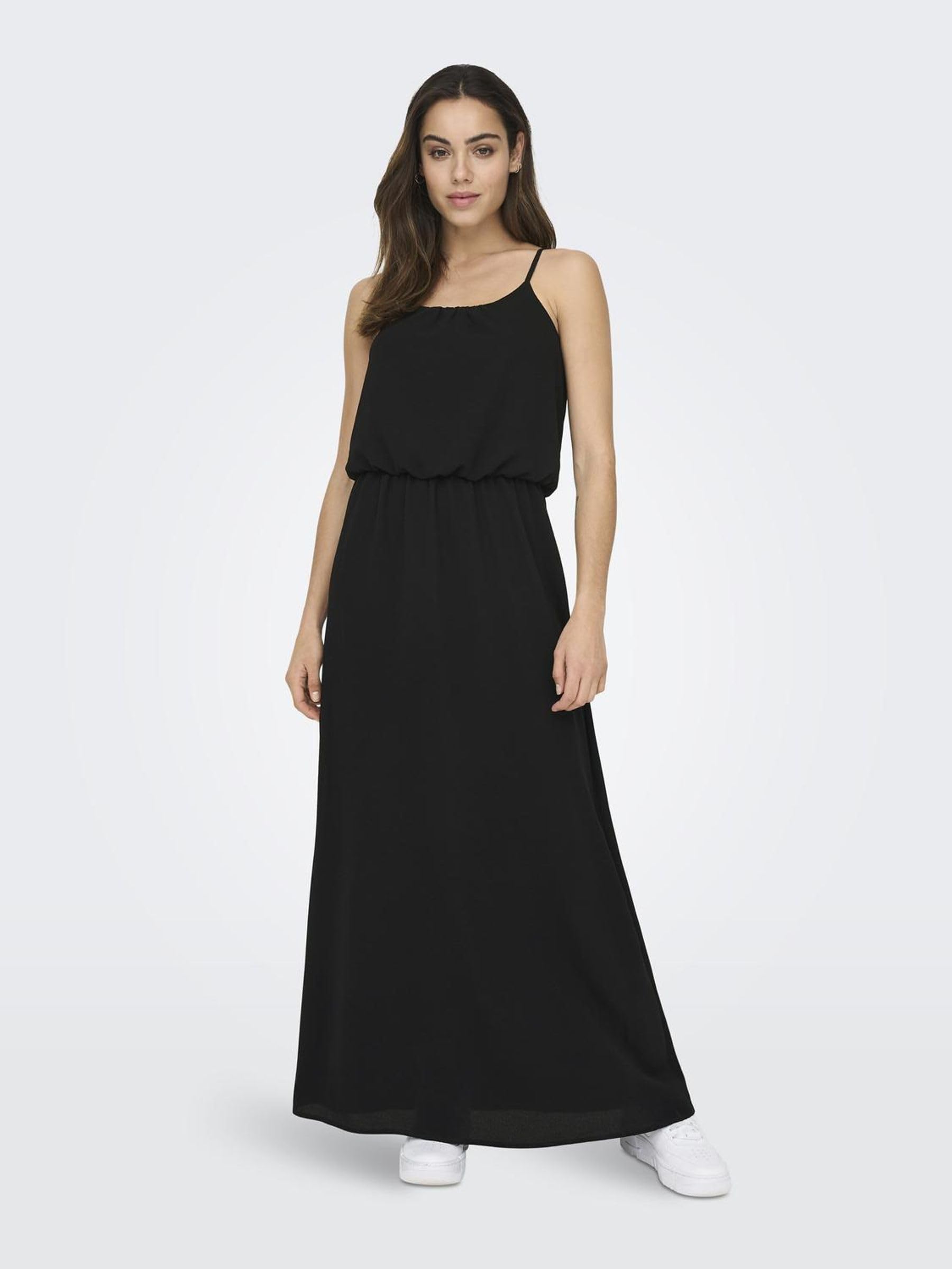 ONLY Onlwinner S/L Maxi Dress Noos Femme Robe Longue Noir/Blanc